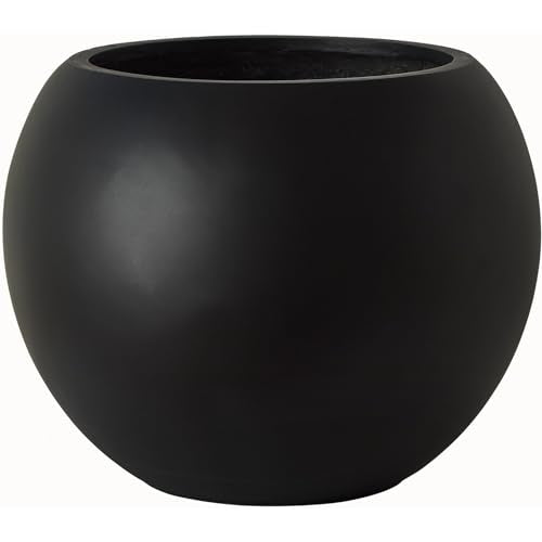 17" H x 21" Dia Black Fiberstone Planter Pot with Drainage Hole, Extra Large Indoor Outdoor Flower Pot for Artificial Olive Trees, Large Plants & Shrubs, Decorative Planter for Patio, Porch & Garden - color: Black
