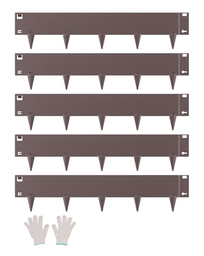 VEVOR Steel Landscape Edging, 5 Packs 39 x 5 in Rust-Resistant Metal Landscape Edging, Bendable Garden Edging Border, Heavy Duty Lawn Edging, Easy-to-Install, Flower Bed Yard Pathway Divider Brown - size: 39" L x 5" H, style: Upgraded version(Brown)