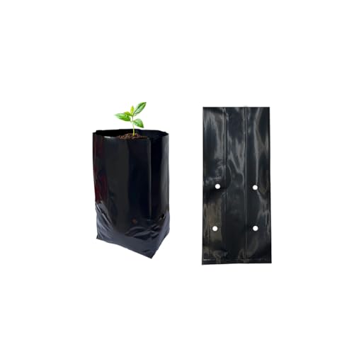 gardtree 1/2 Gallon 100 Pcs Thicken Seedling Nursery Bags, 4.7" x 7.8" Deep Plastic Grow Bags with Drainage Holes, Heavy Duty Plant Starter Pots for Vegetables, Flowers, Succulents and Cuttings - size: 4.7"x7.8"/100PCS