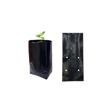 gardtree 1/2 Gallon 100 Pcs Thicken Seedling Nursery Bags, 4.7" x 7.8" Deep Plastic Grow Bags with Drainage Holes, Heavy Duty Plant Starter Pots for Vegetables, Flowers, Succulents and Cuttings - size: 4.7"x7.8"/100PCS
