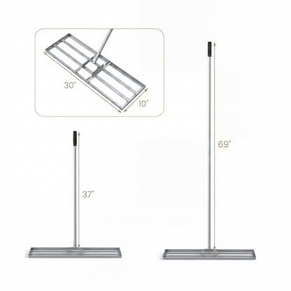 COSTWAY 30x10 Inch Lawn Leveling Rake (Silver, 30"x10") - color: Silver