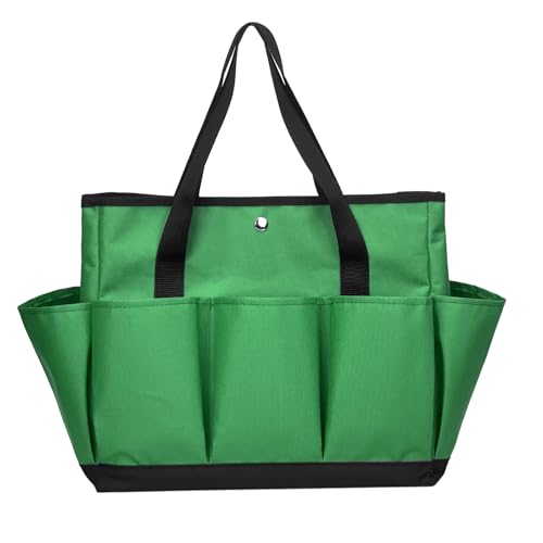Garden Tool Bag with Interior Exterior Side Pockets, Gardening Tote Bag for Garden Plant Tool Set Store Content Bag, 8 Storage Pockets (Green) - color: Green