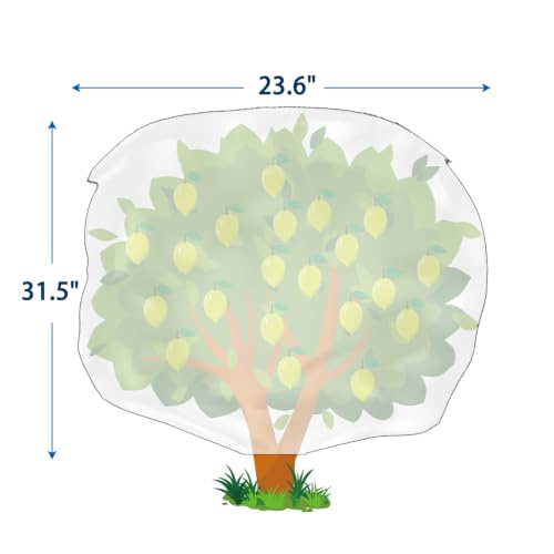 Homimp Plant Covers Freeze Protection,4 PCS Frost Covers with Zipper Drawstring (23.6" x 31.5") Plant Protection Cover Bags for Outdoor Winter Frost Cold Weather Shrubs Trees Jacket Covers,Green Print - size: 23.6"W x 31.5"H