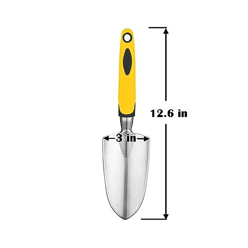 Garden Tool Shovel for Digging Gardening Trowel for Lawn Planting Alloy Spade Plastic Handle Anti Slippery - color: Yellow