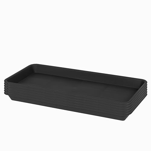 Vuwez Plant Saucer Tray, Heavy Sturdy Long Narrow Plastic Plant Saucers Drainage Trays for Indoors No Holes, Plant Drip Trays for Pots Base, Seed Starter Growing Tray (6.5 X 13 inch, Black) - color: Black, size: 13'' x 6.5'' x 1.2'' (6 pack)