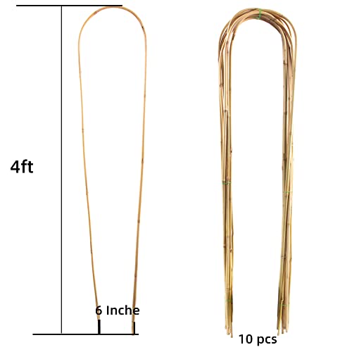 Avalution 10 Pcs Natural U-Hoops Bamboo Garden Trellis, 4 Ft Bamboo Trellis U-Shape Plant Support for Climbing Plants Indoor and Outdoor Use - color: U-Hoop, size: 10 PACK-48 inches