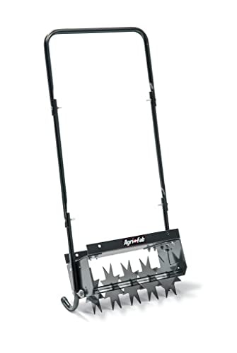 Agri-Fab 45-0365 Push Spike Aerator, 16 Inch Walk Behind Lawn Aerator with 5 Aerating Spikes and 7-Inch Spikes, Steel Weight Tray, 2-1/2 Inches Aeration Depth, for Lawn Care Maintenance