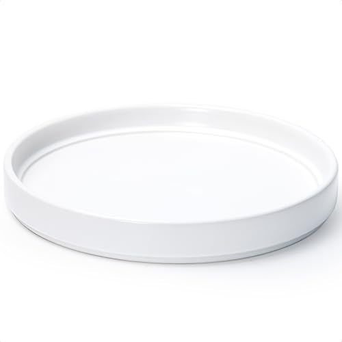 D'vine Dev Ceramic Plant Saucer/Drainage Tray, 10.4 in, White, 97-T-A-5 - color: White, size: 10.4" (1 Pack)