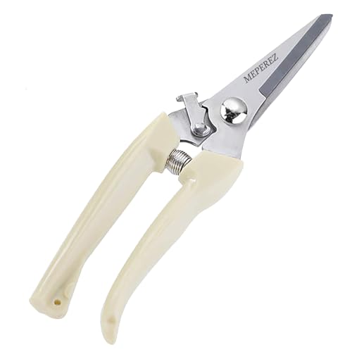 garden scissors, pruning shears for gardening, lightweight plant clippers, for hedge, bonsai, floral, small stem, orchard and vegetable, 1 pack - color: Ivory White