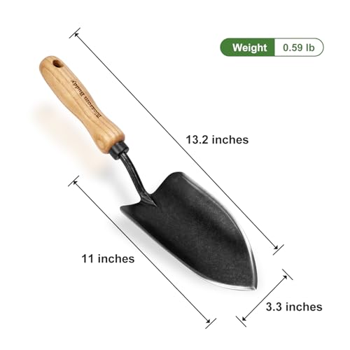 Garden Hand Trowel, Stainless Steel Planting Shovel with Wooden Handle - size: 34.5CM Garden Hand Trowel