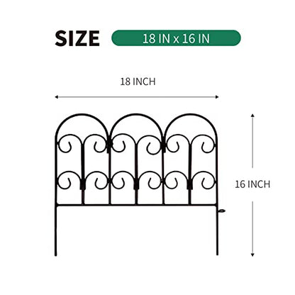 Garden Edging Border Decorative Fences Panel 18" W x 16" H 5 Pack for Flower Bed Edging Rustproof Dog Animal Barrier Fencing for Yard Metal Black
