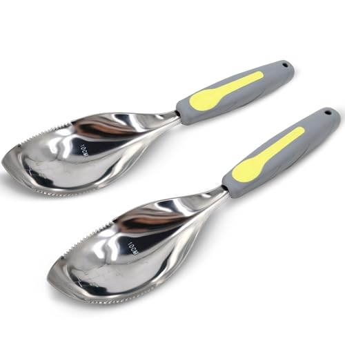 Jardineer 2 Pack Soil Scoops, Stainless Steel Garden Trowel Set - color: Yellow