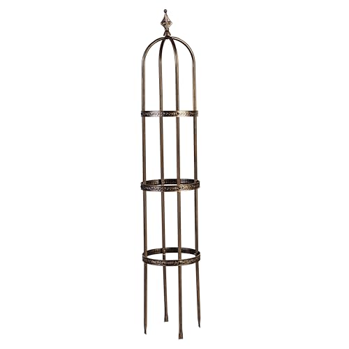 Evergreen 5 ft Garden Trellis for Climbing Plants Vines, Jasmine & Flowers, Rustproof Metal Obelisk Trellises, Outdoor & Indoor Plant Support for Potted Planters (Antique Copper) - color: 5 ft Antique Copper