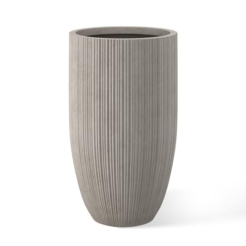 Kante 24 Inch Tall Concrete Planter, Outdoor Indoor Large Plant Pots with Drainage Hole and Rubber Plug for Home Garden Patio Porch Textured Weathered Concrete - color: Textured Weathered Concrete, size: 24" H