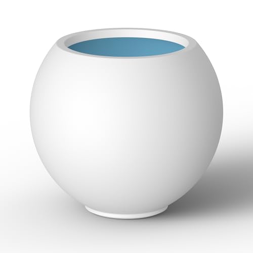 Kante Accent Round Sphere White Concrete Planter 19.3" Dia, Outdoor - color: White, size: 19.3"w x 16.5"h