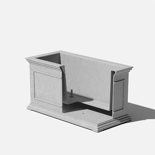Veradek Brixton Series Large Plastic Planter - Gray, Outdoor, All-Weather Resistant, Dimensions 17.5"H x 16"W x 32"L, Classic Estate Design for Flowers, Trees, Shrubs - color: Gray