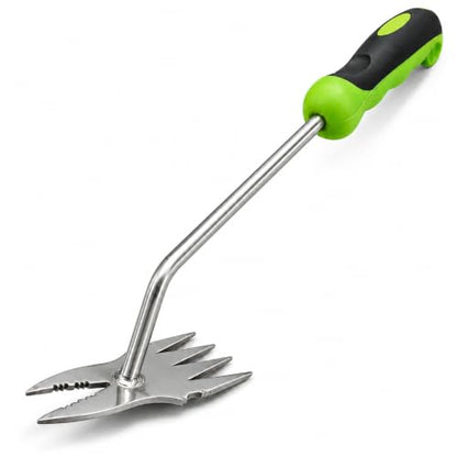 NWDEY 14 Inch Dual-Ended Hand Weeder, 4-Tine Fork & 2-Prong Root Puller