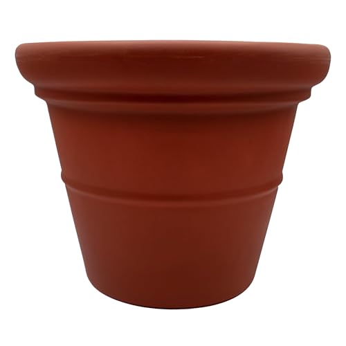 The HC Companies Terrazzo Large Round Plastic Plant Pot w/Rolled Rim - Lightweight & UV Resistant Gardening Pot for Herbs & More - Outdoor & Indoor Plant Pots w/Drainage (17” Clay) - color: Clay, size: 17"