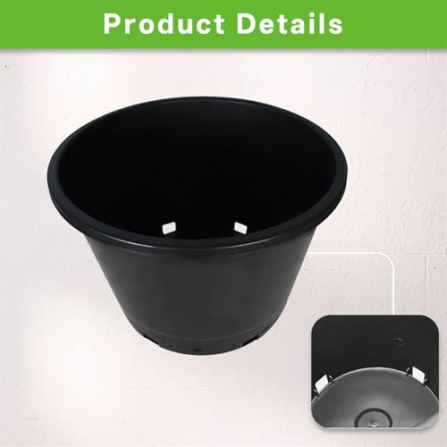 10 Pcs 10 Gallon Short Pots for Plants, Sturdy Plastic Planter Pots with Drainage Holes, Large Plastic Planters, Garden Planter Pots for Seedlings, Succulents - size: 10 Pcs 10 Gallon Short