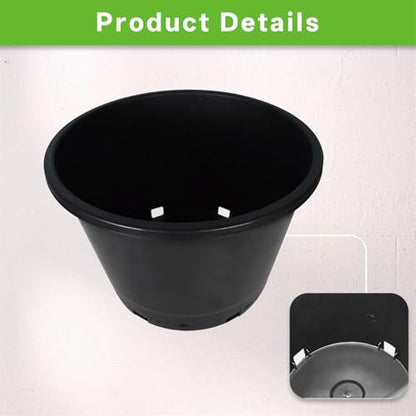 10 Pcs 10 Gallon Short Pots for Plants, Sturdy Plastic Planter Pots with Drainage Holes, Large Plastic Planters, Garden Planter Pots for Seedlings, Succulents - size: 10 Pcs 10 Gallon Short