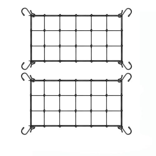 1x2 Ft Heavy Duty Elastic Trellis Netting for Climbing Plants - 2-Pack Plant Support Net with 4 Hooks, Durable Polyester Mesh for Grow Tents, Vegetables, Fruits & Flowers (Black) - size: 1x2ft Stretched size-3mm d
