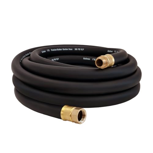 Guitrees 25FT ×1 inch Heavy Duty Rubber Garden Hose - 200psi Working, 1000psi Burst - Hot/Cold Water - Five-Layered Braiding for Durability - Versatile for Gardening, Agriculture, Construction(Black) - color: Black, size: 1"× 25'