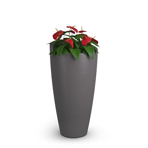 Mayne Inc. Modesto 32in Tall Planter - Graphite Grey - 16in L x 16in W x 32in H - 6 Gallons of Soil Capacity (8880-GRG) - color: Graphite Gray, size: 32 Inch