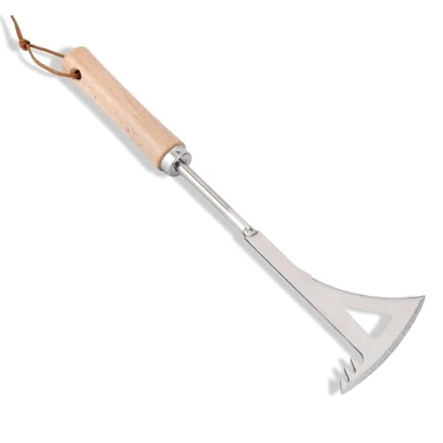 Crack Weeder, 13.4" Stainless Steel Crevice Weeding Tool with Wood Handle, L-Shaped Side-Walk Weed Puller Spatula, for Garden Lawn Yard Patio Terrace Paving Moss, Small Gardening Tool - size: 13.4" Crack Weeder