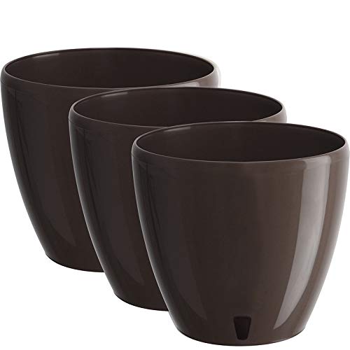 Gardenera 7.9" Deco Self Watering Pots for Indoor Plants in Shade (Set of 3) - Decorative Flower Pot with Water Level Indicator and Drainage Cartridge for All House Plants, Flowers and Herbs - color: Shade - Set of 3, size: 7.9 Inch