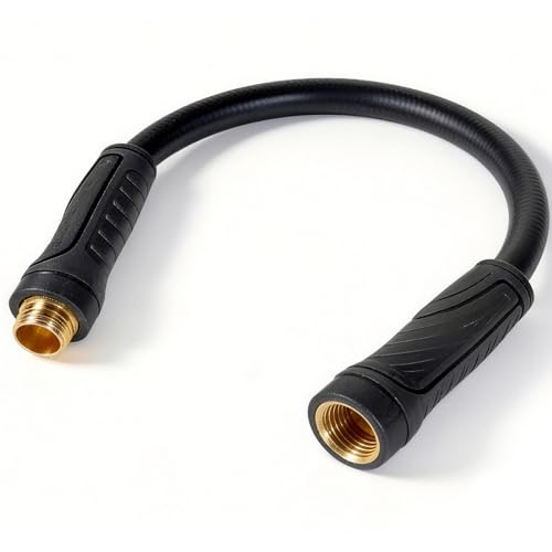 SheeChung Short Garden Hose 2ft x 5/8",Rubber Water Hose for Hose Reel - color: black+red, size: 2ft-Male to female
