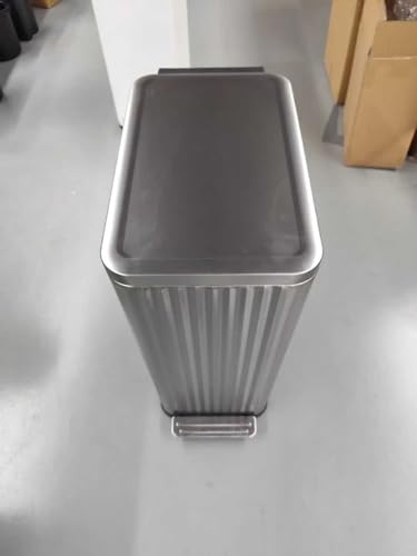 SONGMICS Trash Can, 13 Gallon (50 L) Slim, Stainless Steel, with Lid, Pedal - color: Metallic Silver, size: 13 Gallon (Slim)