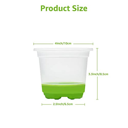 MIXC Clear Nursery Pots with Silicone Base, 4-Inch, 30-Pack - color: Green, size: 4 Inch