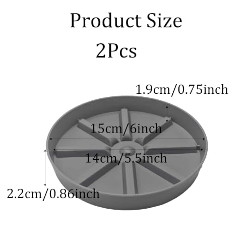 2Pcs 6 Inch Plant Saucer Drip Tray, Clear Plastic Flower Pot Saucers, Thicker Anti-Rot Root Water Catcher Tray for Indoor Outdoor Planters, Heavy Sturdy Pot Base Plate Grey - color: Gray