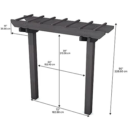 Vita Charcoal Gray Wildwood Cedar Arbor – 72" W x 90" H, Garden Arch for Climbing Plants, Wedding Ceremony & Backyard Décor, Durable Two-Post Trellis, Easy Assembly, for Parties & Celebrations