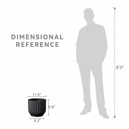Kante Small Round Pedestal Black Concrete Planter 11" Dia, Outdoor - color: Black, size: 11"w x 9.8"h