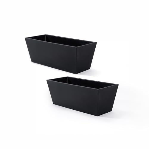 Step2 Tremont Trough Planter 2-Pack, Large Resin Planters for Outdoor Plants, Self-Watering, Black - color: Onyx Black, size: 2-Pack, style: Trough