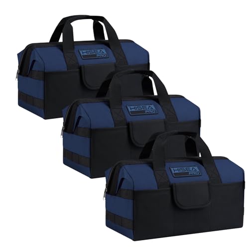 HISEA 3 Pack Heavy Duty Tool Bag, 13-Inch Waterproof Tools Organizer Tote - color: Navy, size: 13 Inch