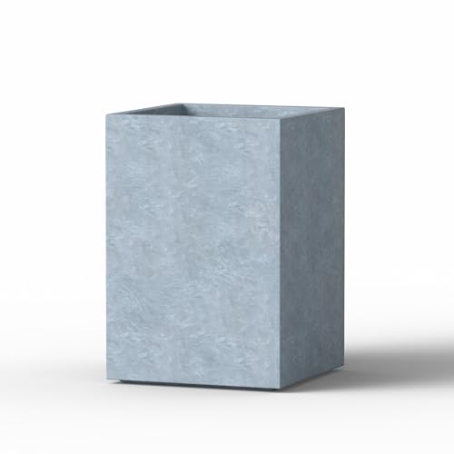 Kante Blue Gray Concrete Planter 16" Tall All-Weather Square Accent Pot - color: Slate Gray, size: 15.7" Tall
