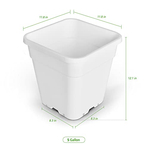 HOSTIC Plant Nursery Pot 10-Pack 5 Gallon White Plastic Garden Planter Pots Flower Seedling Injection Molded Container Seed Starting Pot for Indoor Outdoor Plants Seedlings Flowers Vegetables - size: 5 Gallon