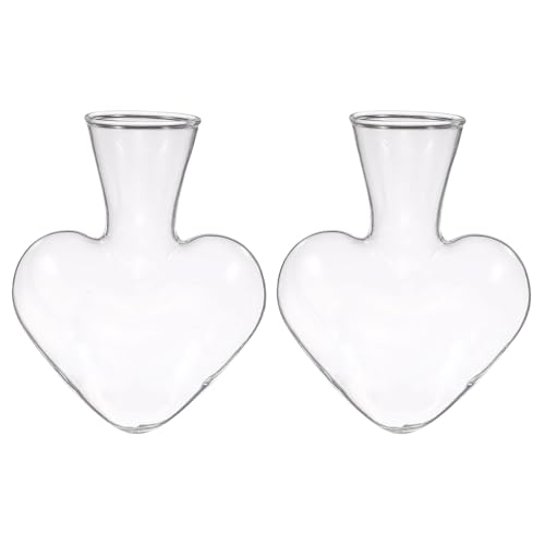 M METERXITY 2-Pack Propagation Vases, Heart-Shaped Glass Propagation Stations for Indoor Plants/Desktop Decor/Home Garden, Plants Terrariums Hydroponic Vases [Clear] - color: Clear