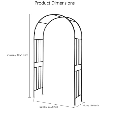 Heavy Duty Metal Garden Arch Trellis – Weather-Resistant Black Steel Arbor for Climbing Plants, Weddings, Parties, Patio, Lawn & Outdoor Decor – Easy Assembly - size: small
