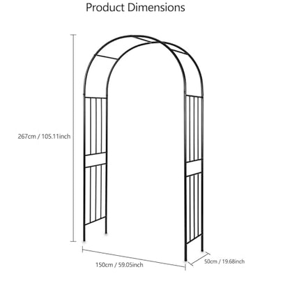 Heavy Duty Metal Garden Arch Trellis – Weather-Resistant Black Steel Arbor for Climbing Plants, Weddings, Parties, Patio, Lawn & Outdoor Decor – Easy Assembly - size: small