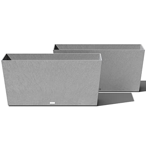 Veradek Pure Series Midori Planter - Wide Outdoor Planter - color: Gray, size: 39 inch - 2 Pack