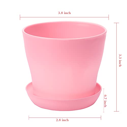 TDHDIKE 10 Pcs Plastic Planters Indoor Flower Plant Pots (Pink) - color: Pink