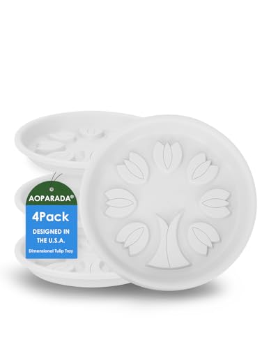 11 Inch Tulip‑Design Plastic Plant Saucer Drip Tray,4‑Pack(White) - color: White, size: 11"(4Pack)