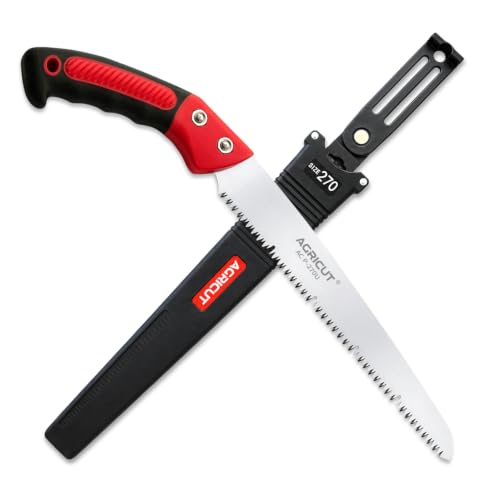 AGRICUT 10.6" Hand Pruning Saw - Tree Saw Curved with Saw Sheath Non-Slip Comfort Grip for Tree Trimming Gardening