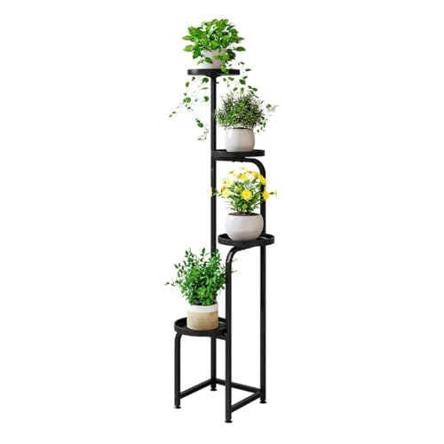 INGIORDAR Plant Stand Indoor Outdoor Corner Tall Plant Shelf 4 Tier Metal - color: Black, size: 4-Tier
