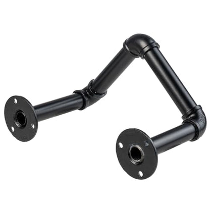 MyGift Black Metal Pipe Garden Hose Holder, Wall Mounted Hose Rack - color: Black