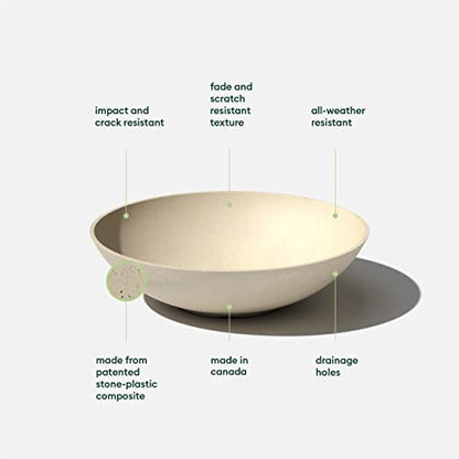 Veradek Mason Series Lane Bowl - Large Outdoor Bowl Planter - color: Sand, size: 6"H x 24"DIA 2PK