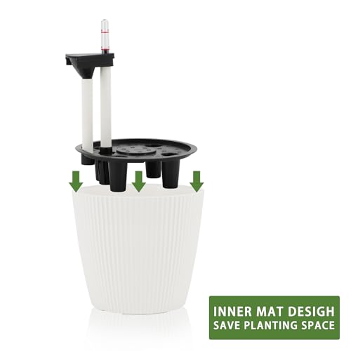 Dexceder 9x8 Self Watering Planters Indoor (2 Pack, White) - color: White, size: 9x8
